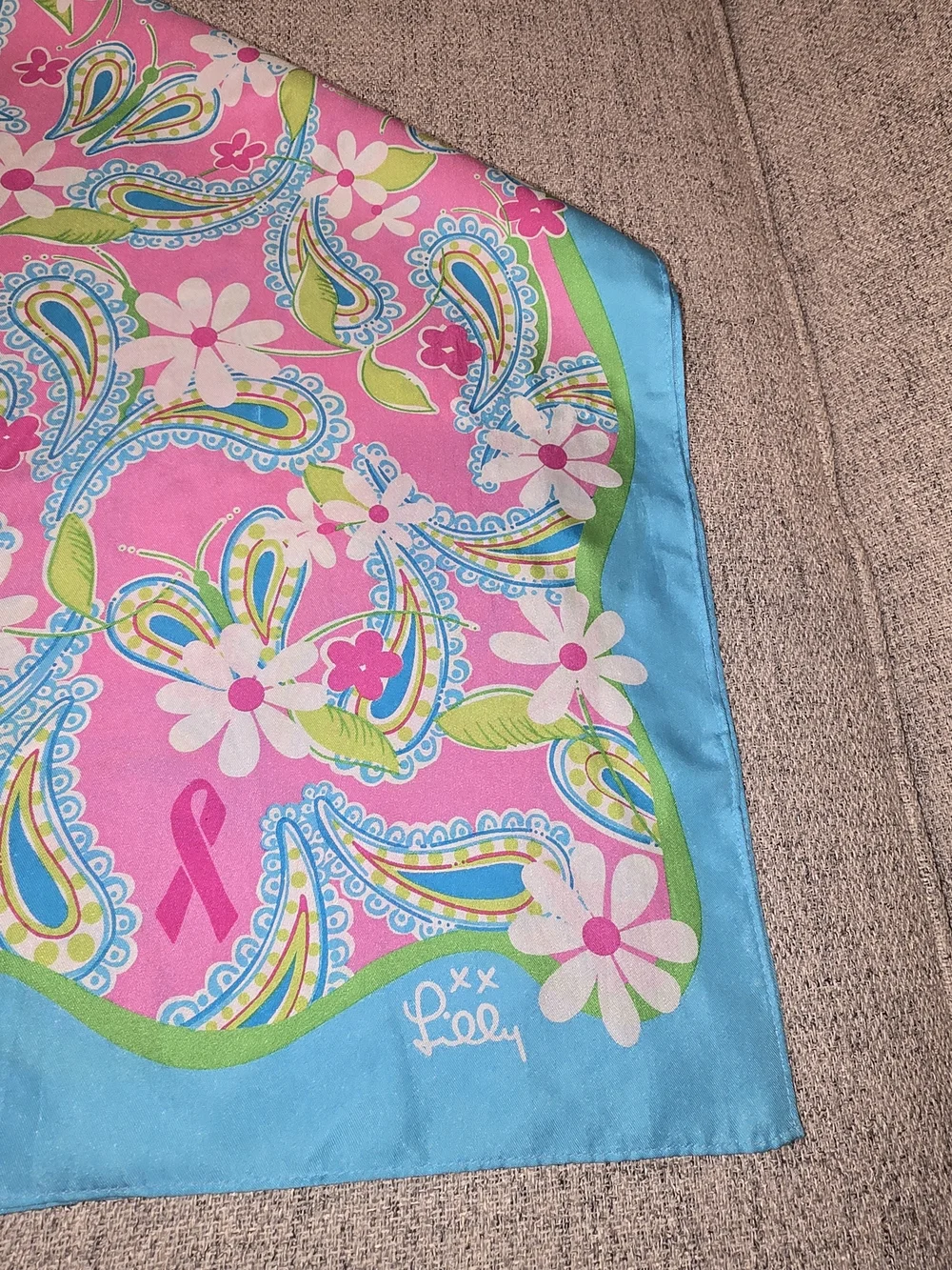 Lilly Pulitzer Pink, Aqua & Lime Paisley Floral Scarf